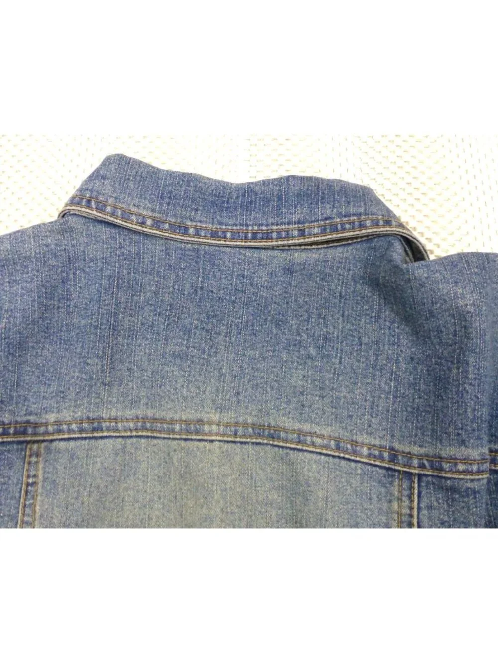 INC Womens Blue Denim Jacket With Rhinestone Buttons Double Pockets - Picture 13 of 13